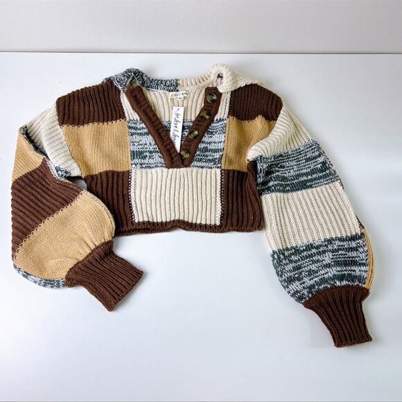 For love and lemons checker print Knit Sweater crop top - Picture 6 of 8